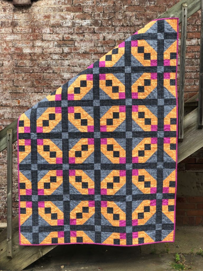 SRQ Fretwork Quilt CoCo Fabric Full View Stairs